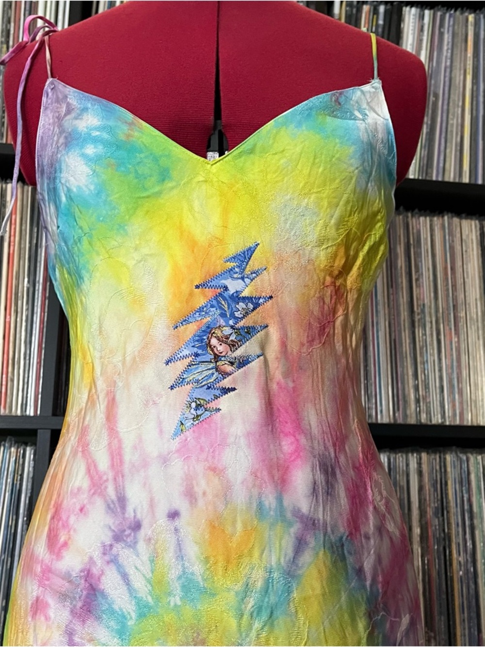 Rainbow swirl hippie slip dress 90s bias stealie bolt dead 💀 grateful faerie ⚡️ - Picture 9 of 15